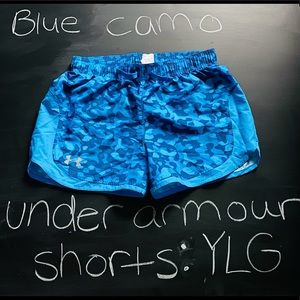 Blue, camo under armour youth large shorts